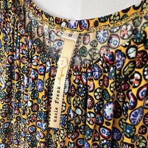 Uncle Frank Tiered Sheath Dress Size S Stretch Mod Geometric Abstract Midi